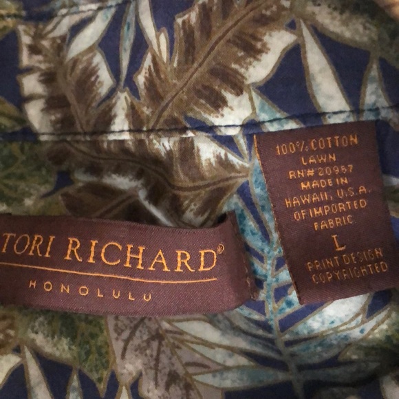 TORI RICHARD HAWAIIAN BUTTON DOWN SHIRT MENS L - Picture 9 of 9